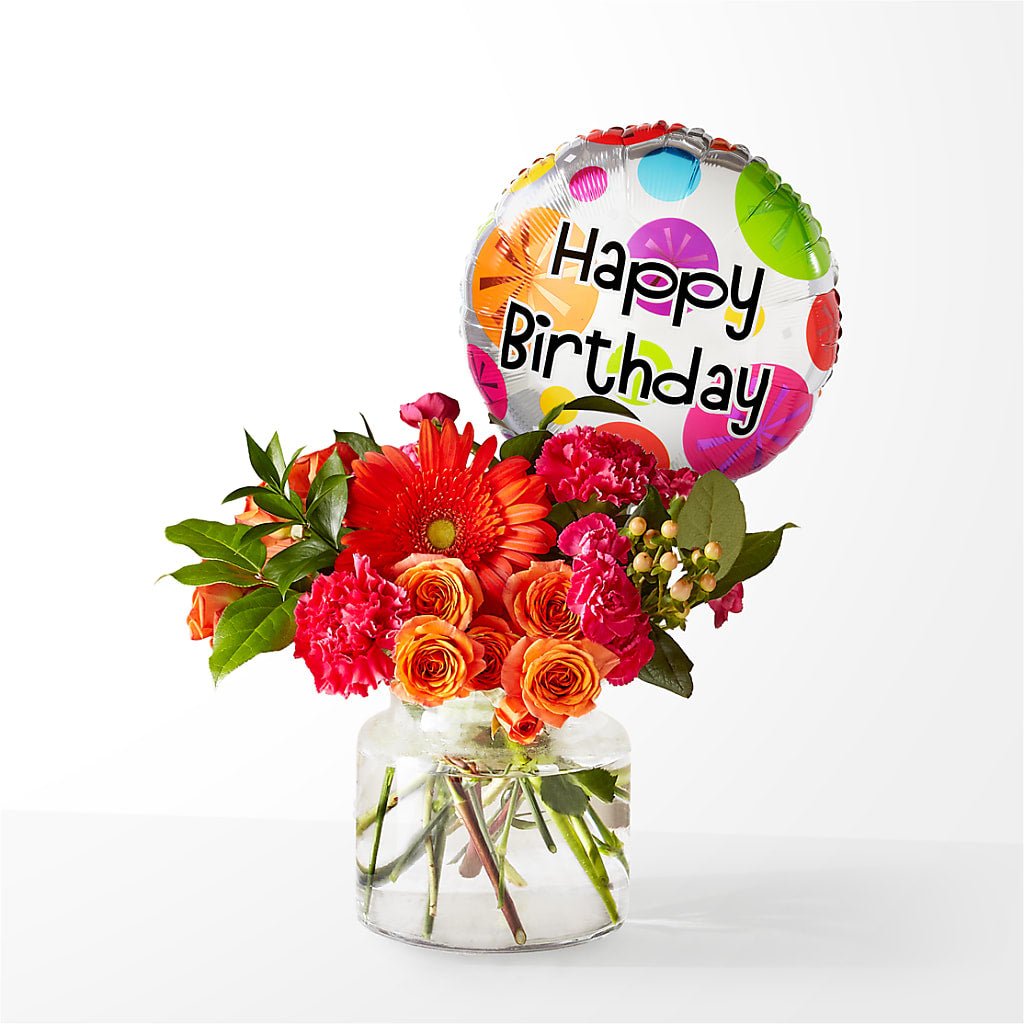 Fiesta Bouquet with Birthday Balloon – Star Market, West Bridgewater MA