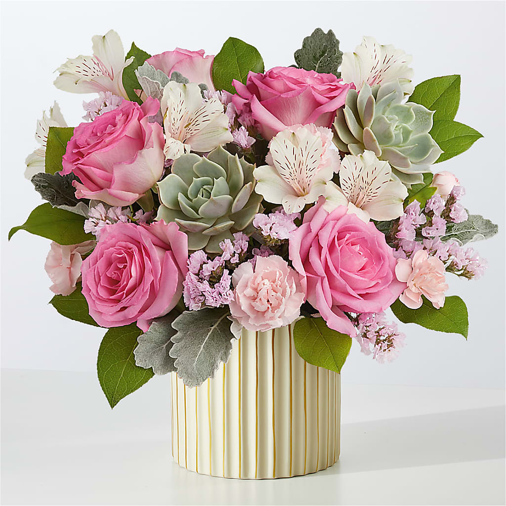 Dusty Rose Bouquet with Ivory Vase – Star Market, West Bridgewater MA