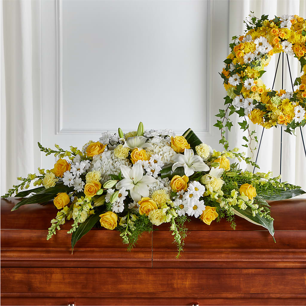 Golden Harmony Casket Spray – Star Market, West Bridgewater MA
