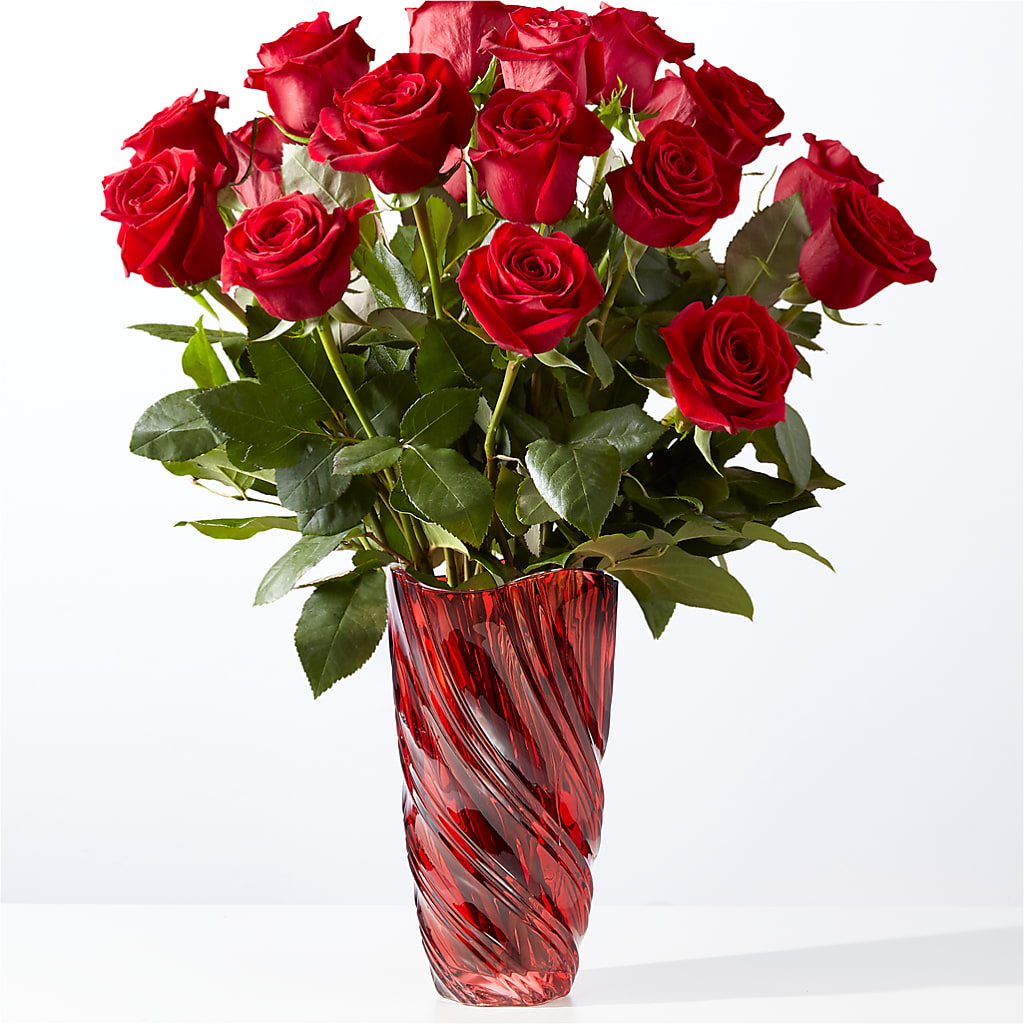 Classic Love Red Rose Bouquet with Luxe Swirl Vase – Star Market, West Bridgewater MA